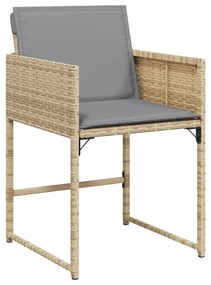 Set pranzo da giardino 15 pz con cuscini beige misto polyrattan