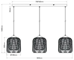 Globo 15965-3H - Lampadario a sospensione con cavo DICHTI 3xE27/40W/230V