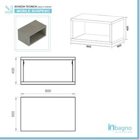 Mobile bagno sospeso aperto 80 cm Master grigio cemento