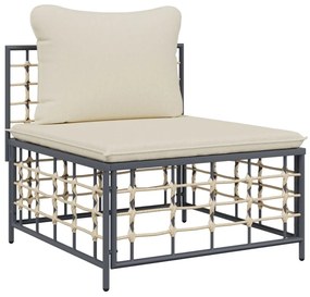 Set divani da giardino 11pz con cuscini in polyrattan antracite