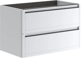 Mobile da bagno sospeso sotto lavabo L 79.5 x H 50 x P 45.5 cm bianco opaco, 2 cassetti TRATTO