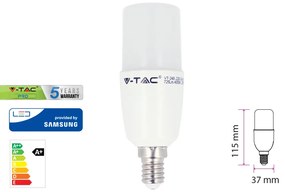 Lampada Led E14 T37 8W 220V Bianco Caldo Forma Cilindro Chip Samsung Garanzia 5 Anni SKU-267