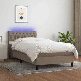 Letto A Molle Con Materasso E Led Tortora 90x190 Cm İn Tessuto /