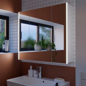 Specchio Contenitore Con Illuminazione Easy SENSEA bianco L 80 x H 70.7 x P 16 cm