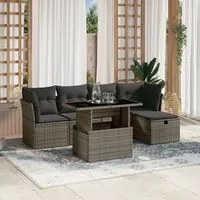 Set Divano da Giardino 6 pz con Cuscini Grigio in Polyrattan 3274640