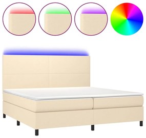 Letto a molle materasso e led bianco 200x200cm in tessuto