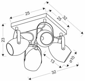 Faretto ANICA 4xE14/40W/230V nero/rame