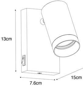 Applique moderna nera regolabile con interruttore - Jeana Luxe