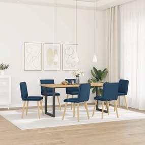 Sedie Da Pranzo 6 Pz Blu İn Tessuto /