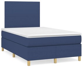 Letto a Molle con Materasso e LED Blu 120x190 cm in Tessuto