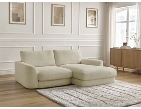 Divano angolare beige (con penisola a destra/con chaise lounge) con rivestimento in bouclé Leonore – Bobochic Paris