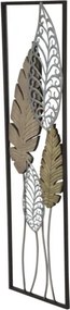 Pannello Decorativo In Ferro E Legno Foglie 30,5x1,9x91 Cm Oro E Argento Ver.B