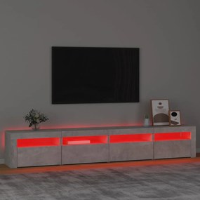 Mobile porta tv con luci led grigio cemento 240x35x40 cm