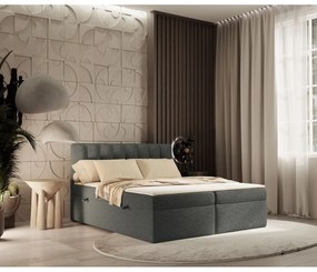 Letto boxspring grigio scuro con contenitore 140x200 cm Novento - Maison de Rêve