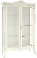 Vetrina in legno classica shabby 2 porte bianco 130x50x212 - Mobili 2G