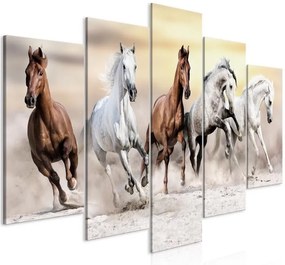 Quadro  Flock of Horses (5 Parts) Wide  Larghezza x Altezza Home decor 200x100