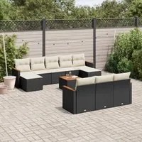 Set Divani da Giardino 11 pz con Cuscini in Polyrattan Nero 3226420