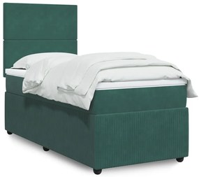 Giroletto A Molle Con Materasso Verde Scuro 90x190 Cm Velluto /