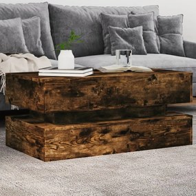Tavolino Da Soggiorno Con Luci Led Rovere Fumo 90x50x40 Cm /