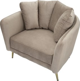 Poltrona grigio tortora con poggioli/con gambe con rivestimento in velluto Kiev – Mauro Ferretti