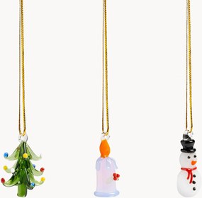 Set di 3 addobbi natalizi in vetro borosilicato fatti a mano Merry