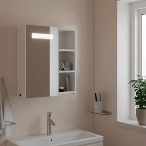 Armadietto Bagno Con Specchio E Led Bianco 45x13x52 Cm /