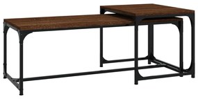 Tavolini da salotto 2 pz rovere marrone in legno multistrato