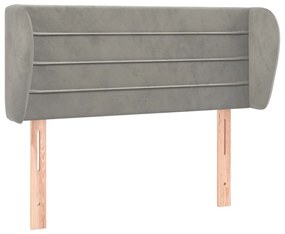 Testiera ad orecchio grigio chiaro 103x23x78/88 cm in velluto