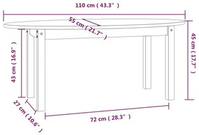 Tavolino da Salotto 110x55x45 cm Legno Massello di Pino