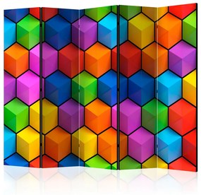 Paravento Geometria dell'Arcobaleno II (5-parti) - modello 3D colorato