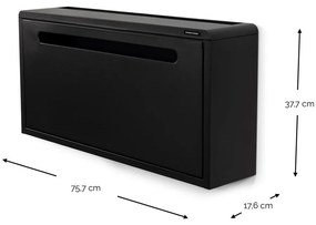 Scarpiera nera in metallo con ante ribaltabili/da parete 76x38x18 cm Sportiva – Spinder Design