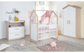 Armadio per bambini bianco/di colore naturale con effetto rovere 96x190x50 cm Cabane – Roba