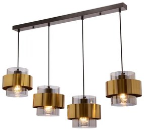 Lampadario a sospensione con filo SPIEGA 4xE27/60W/230V oro/nero