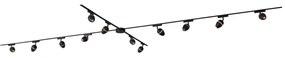 Sistema di illuminazione su binario moderno con 12 faretti neri monofase - Magnetic Eggy