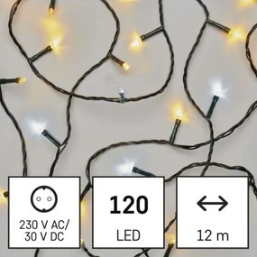 Catena LED da esterno natalizia 120xLED/2 funzioni 17m IP44 bianco caldo/freddo