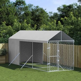 Cuccia Cani Da Esterno Tetto Argento 2x6x2,5 M Acciaio Zincato /
