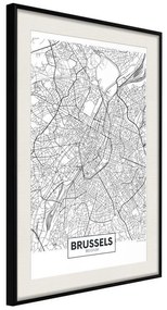 Poster  City map: Brussels  Cornice Quadri Cornice nera con pass-partout, Larghezza x Altezza Home decor 20x30