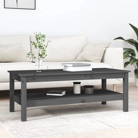 Tavolino Da Salotto Grigio 110x50x40 Cm Legno Massello Di Pino /