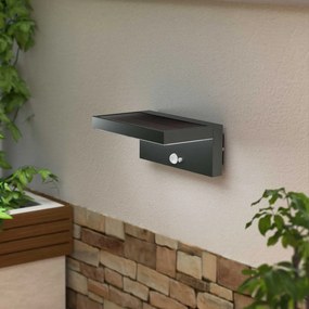 Applique LED Solare Minimal Nera con Sensore di Movimento Colore Bianco Naturale 4.000K