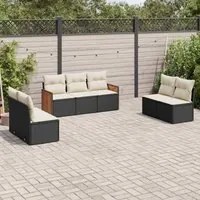 Set Divani da Giardino con Cuscini 7pz Nero Polyrattan 3259956