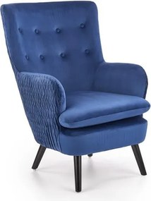 Poltrona imbottita Ravel in velluto blu - H100 cm