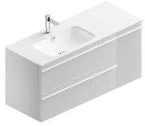 Mobile bagno con lavabo L 120 x H 55 x P 46 cm bianco opaco in truciolare, 1 anta 2 cassetti per vasca a sinistra Linea