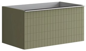 Mobile da bagno sotto lavabo Pixel grid verde salvia e maniglia alluminio brillante laccato L 80 x H 40 x P 45.5 cm 2 cassetti, lavabo non incluso