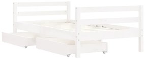 Giroletto bambini con cassetti bianco 80x160 cm massello pino