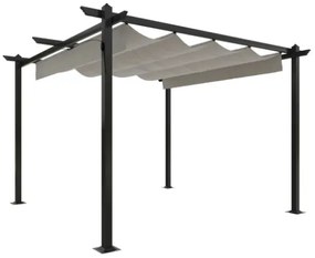 Pergola da Giardino con Tetto Retrattile 3x3 m Crema