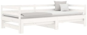 Dormeuse estraibile bianca 2x(90x190) cm legno massello di pino