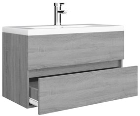 Mobile bagno e lavabo integrato grigio sonoma legno multistrato