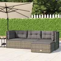 Set Divani da Giardino 4 pz con Cuscini in Polyrattan Grigio 319610