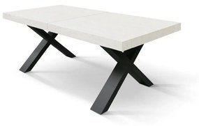 Tavolo allungabile AMALFI in legno effetto bianco frassinato e gambe a X antracite, allungabile 160&#215;90 cm &#8211; 240&#215;90 cm