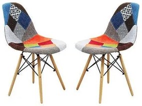 JULIETTE - sedia stile nordico patchwork con gambe in legno set da 2